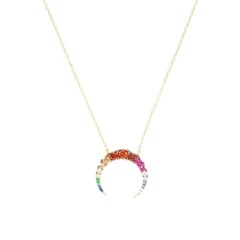 Rainbow Crescent Moon Necklace
