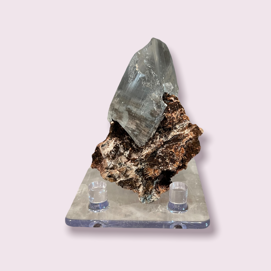 Selenite on Limonite Matrix
